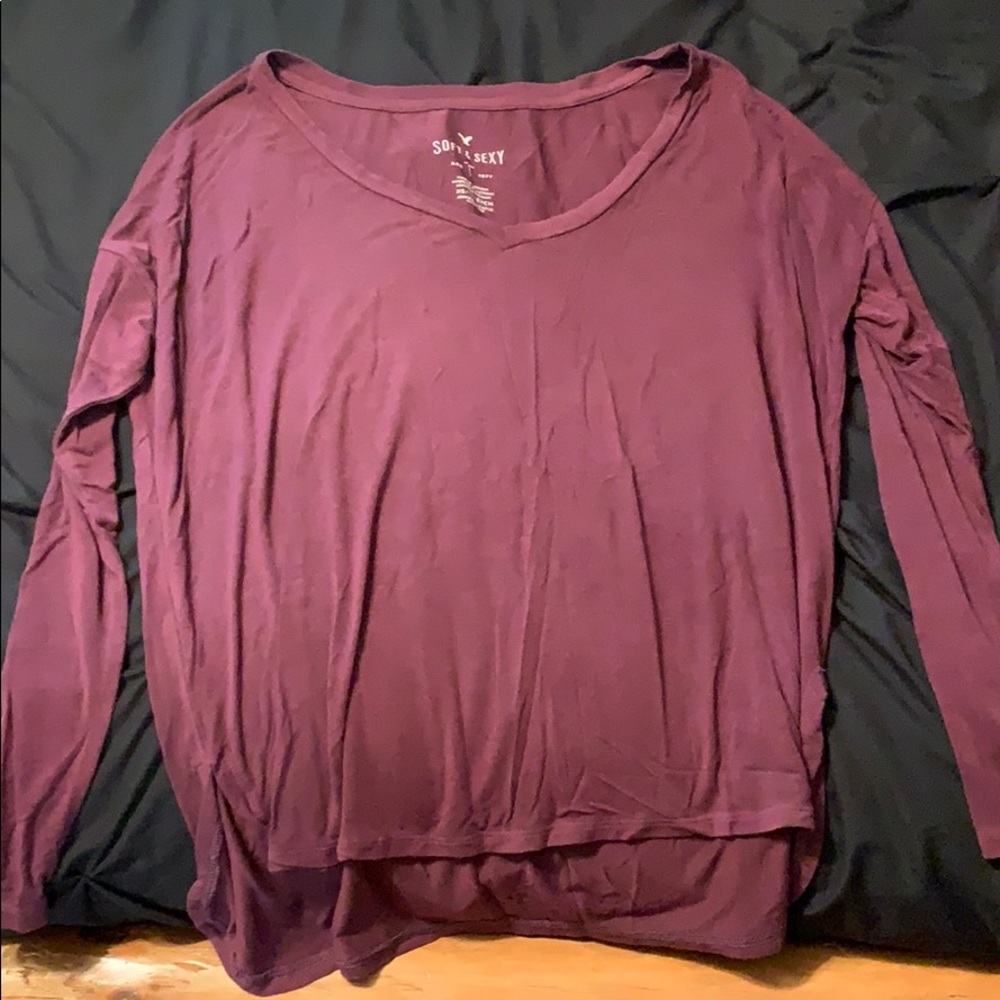 maroon, long sleeve soft and sexy shirt